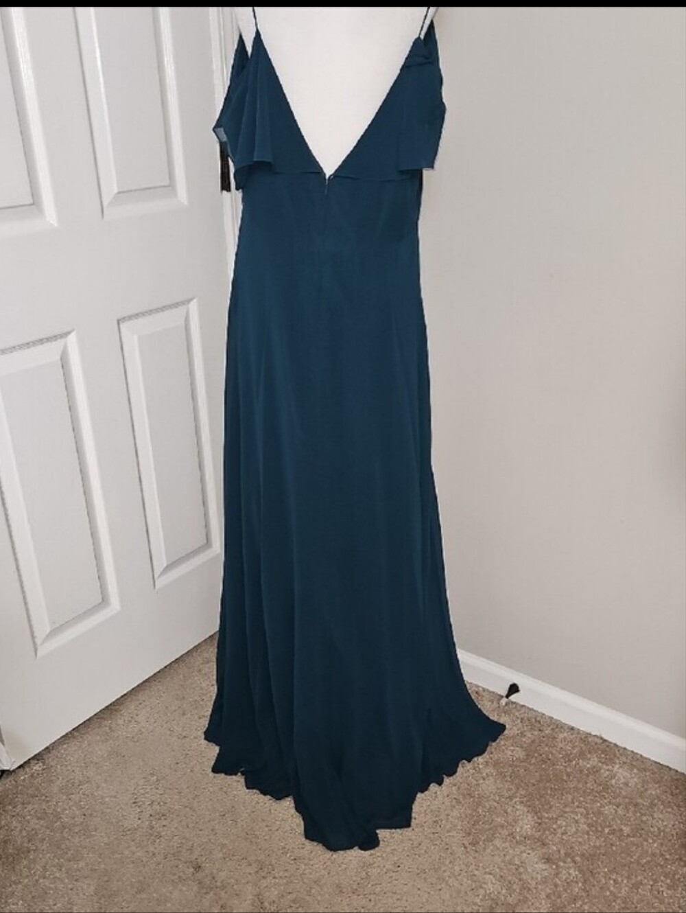 Jenny Yoo Mika Dress Caspian Sea Forest Green Bridesmaid Maxi Dress Size 14 - Picture 11 of 16